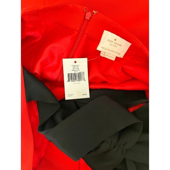Kate Spade Bow Back Dress Lollipop Red Black Size 12 Holiday Christmas Party - Picture 5 of 5
